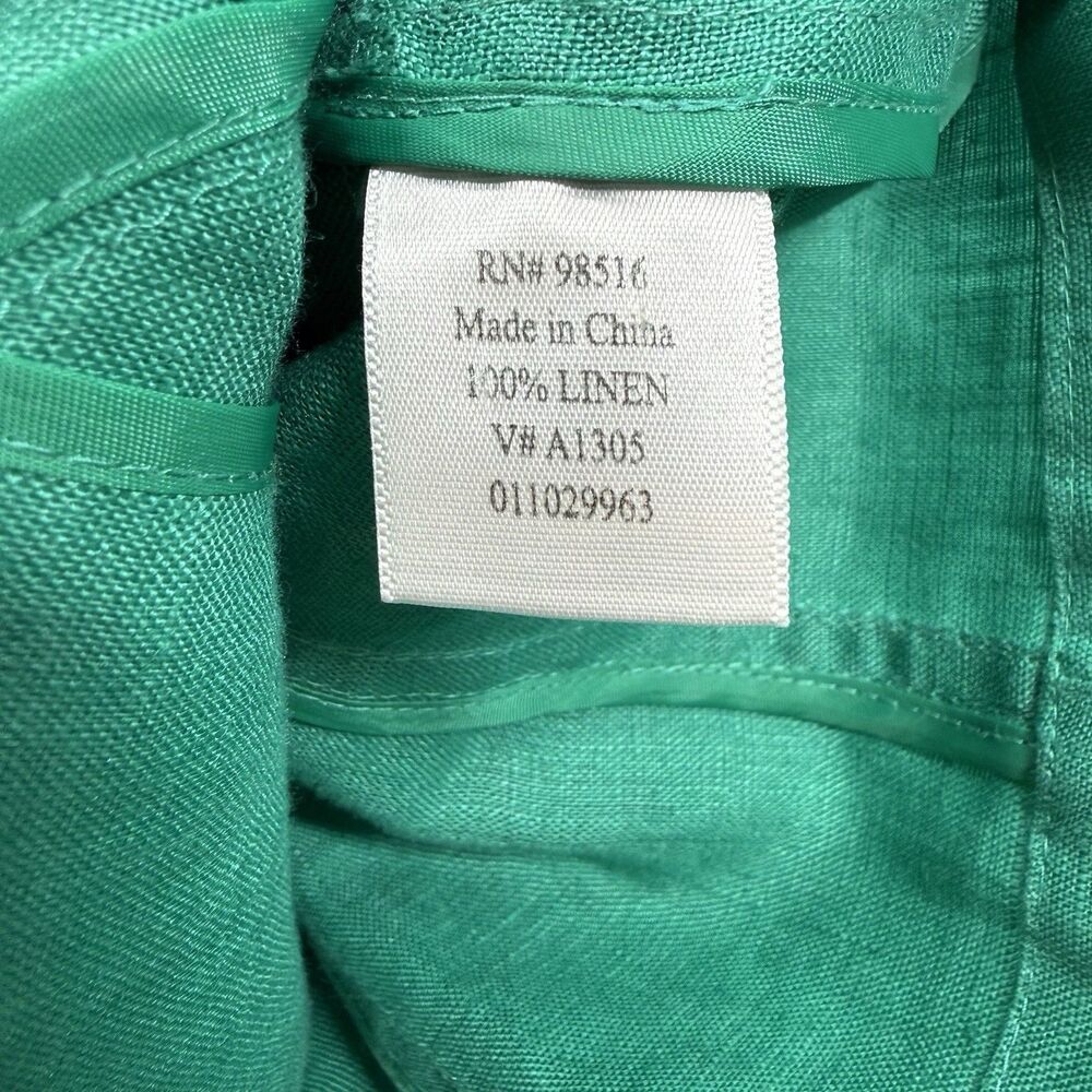 Coldwater Creek Jacket Womens 12 Green Linen Button Front Celebrate Your Spirit - Picture 6 of 9